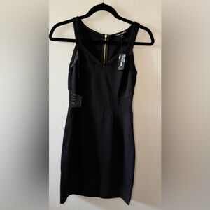 Express Black Mini Dress with Mesh Detail